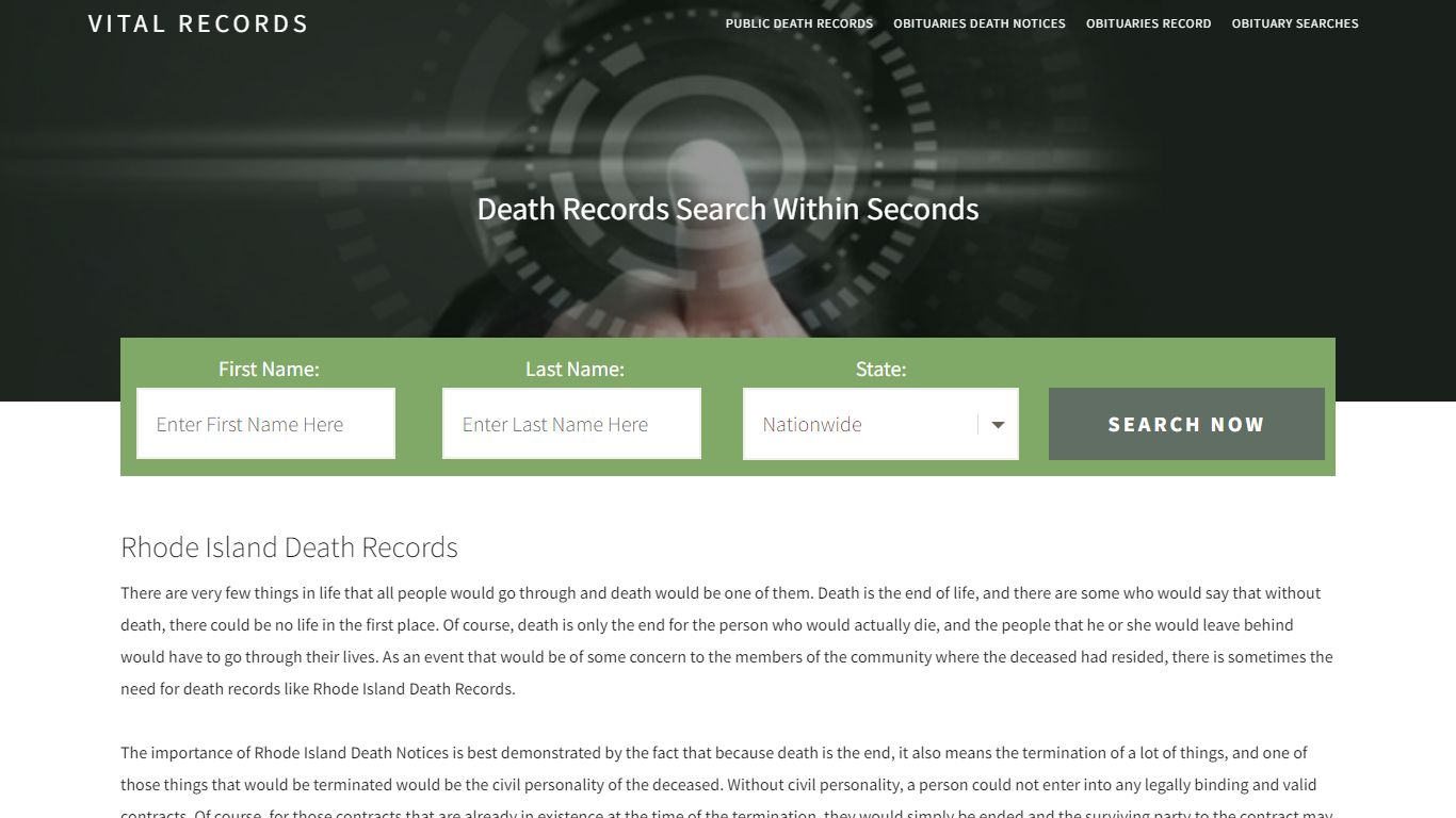 Rhode Island Death Records - 14 Days Free