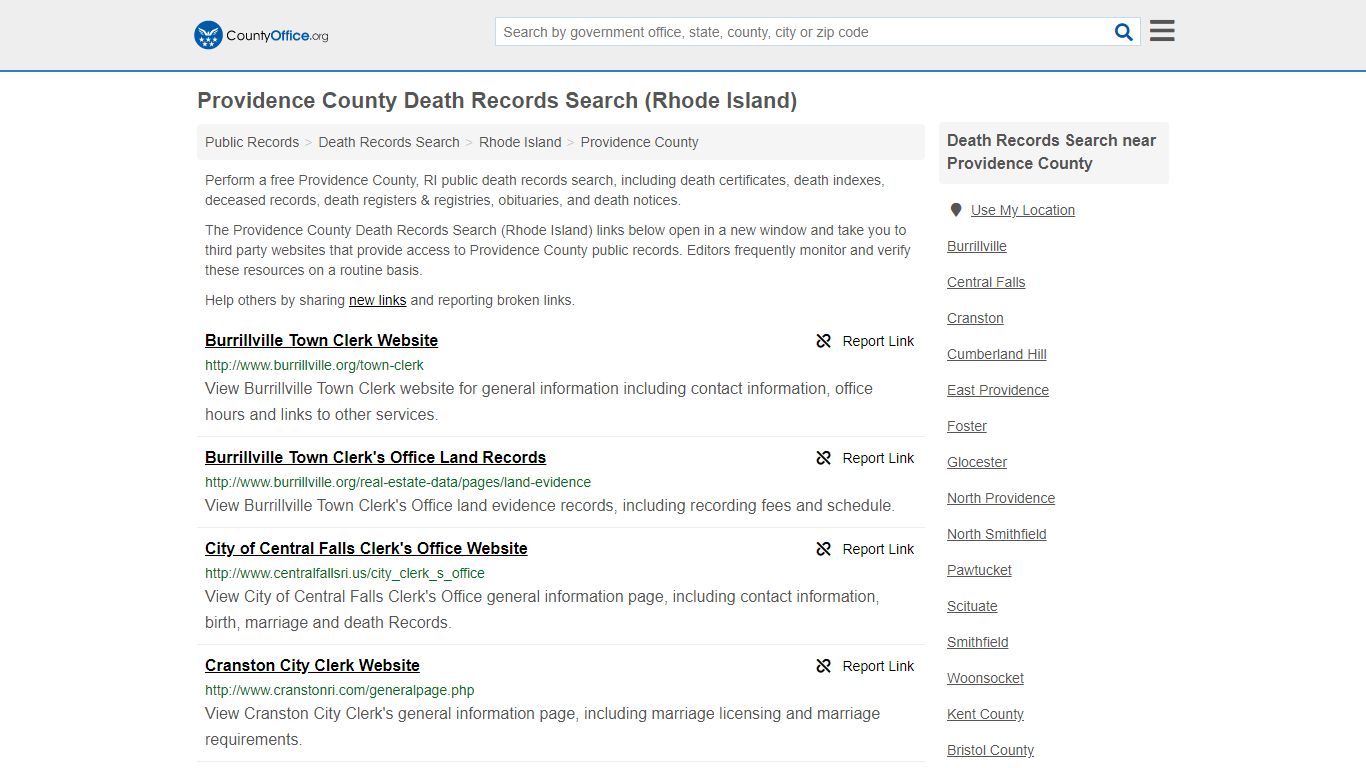 Providence County Death Records Search (Rhode Island)