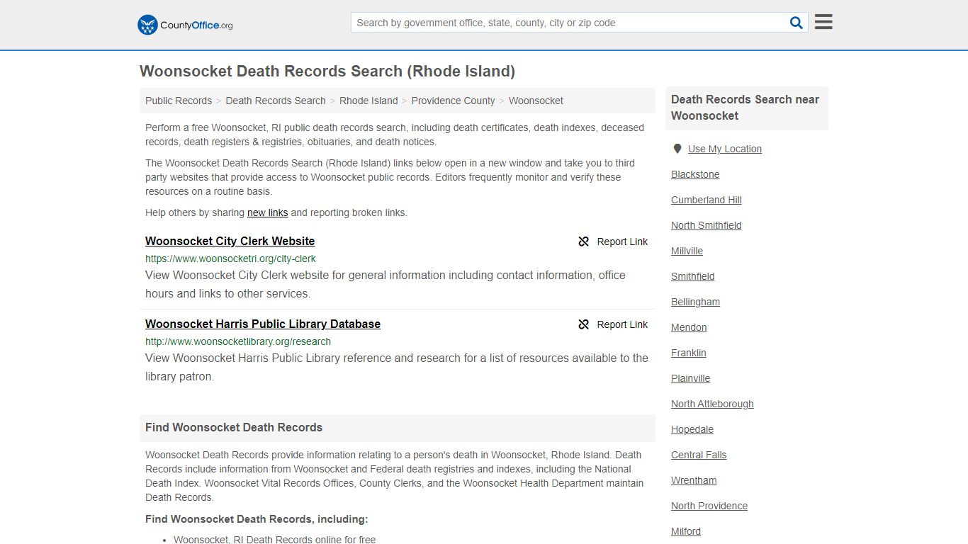 Woonsocket Death Records Search (Rhode Island)